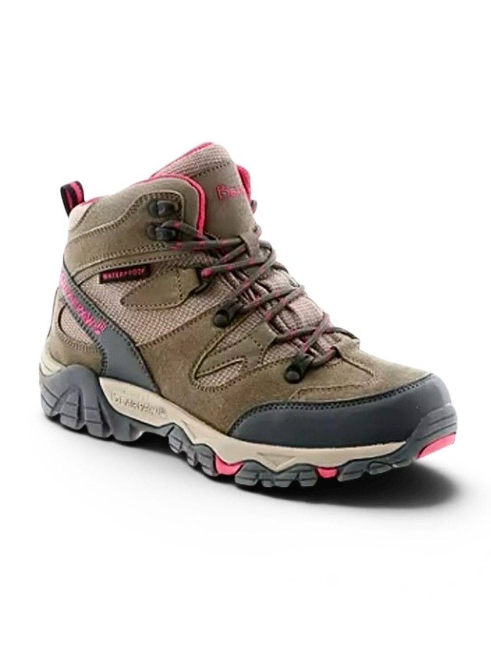 Bearpaw Corsica Waterproof Hiking Boots Outdoor Shoes Taupe Red Suede 9.5